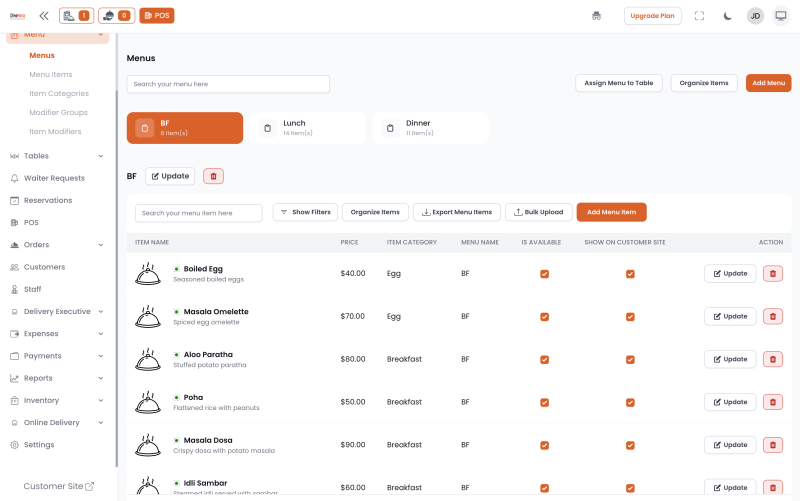 Effortless Menu Management